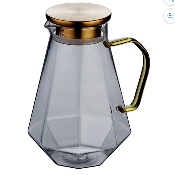 DUJUST Black Smoked Diamond Glass Water Tea Pitcher carafe with Lid 68 oz - Picture 2 of 16